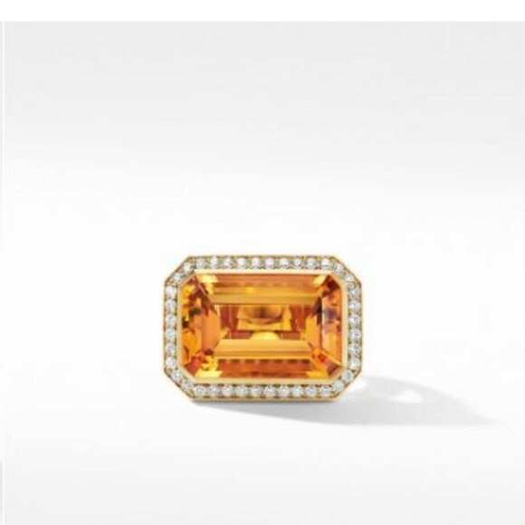 David Yurman Novella Statement Ring 18K Yellow Gold with Madeira Citrine, Size 8 - Picture 5 of 8